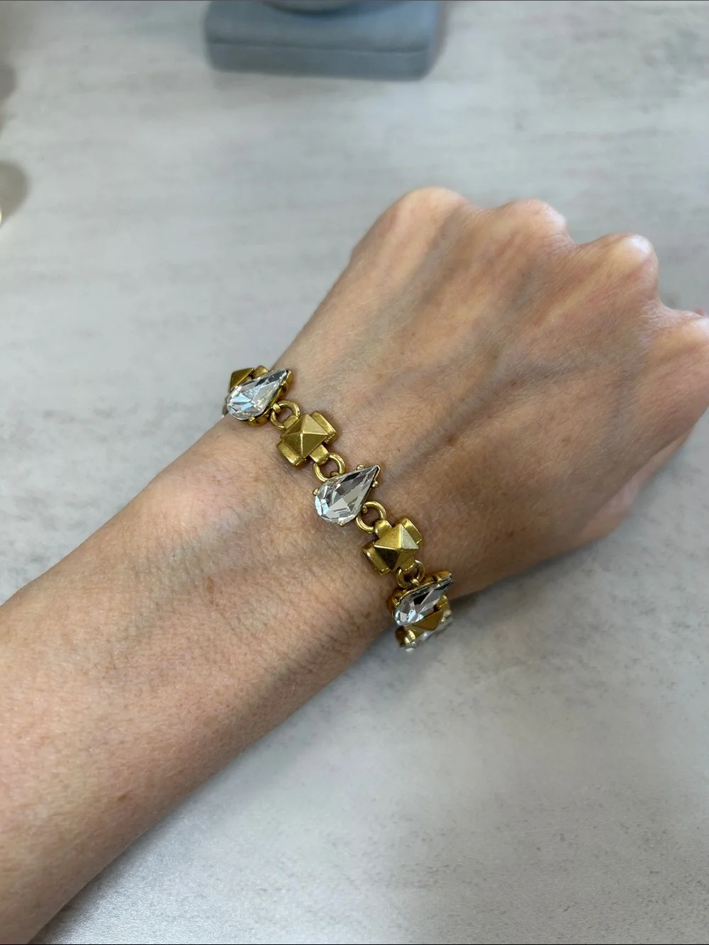 J. Crew Gold-Tone Bracelet with Clear Teardrop Crystals